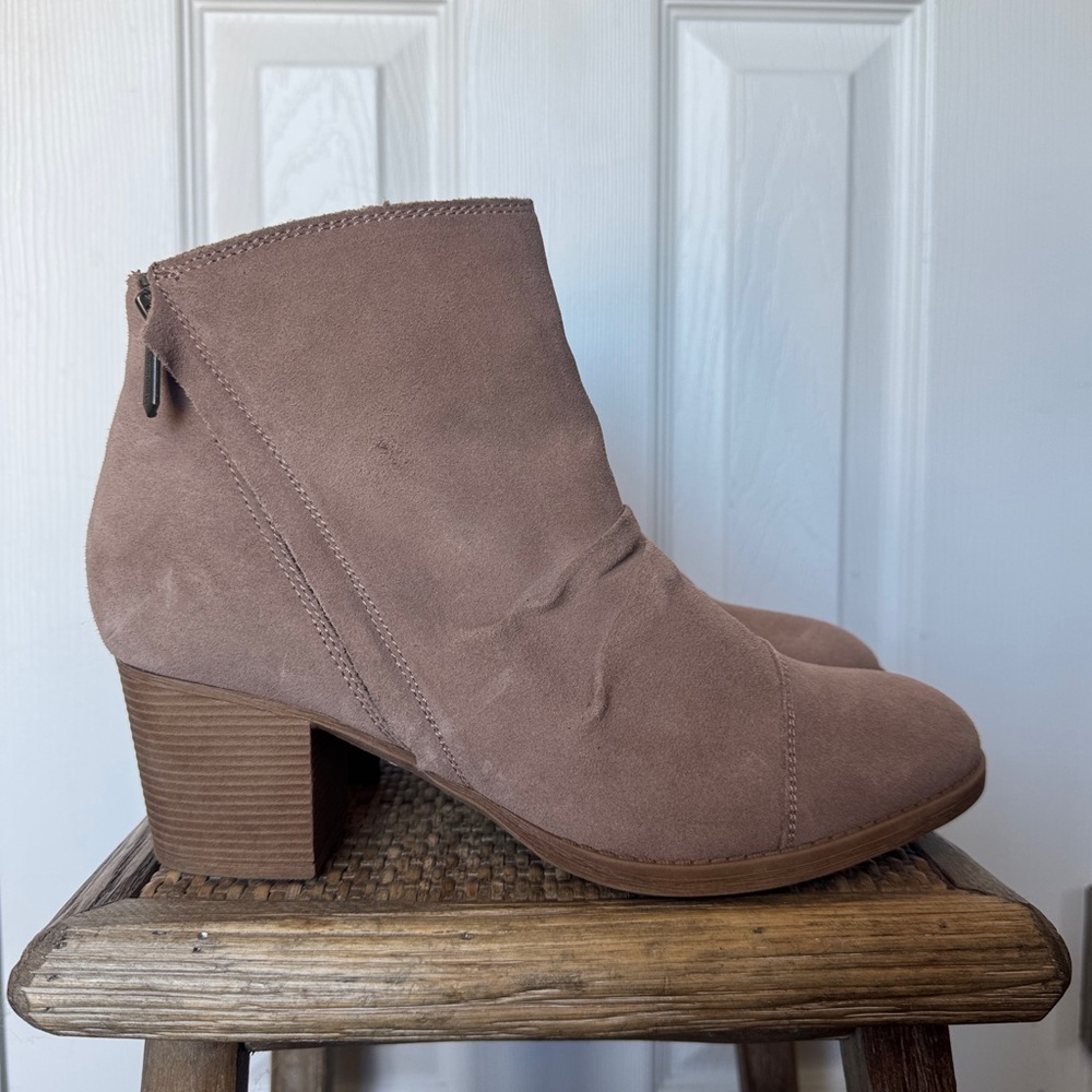Skechers Suede Taxi Uptown Funk Leather Ankle Boots Taupe Size 11 - Picture 2 of 9